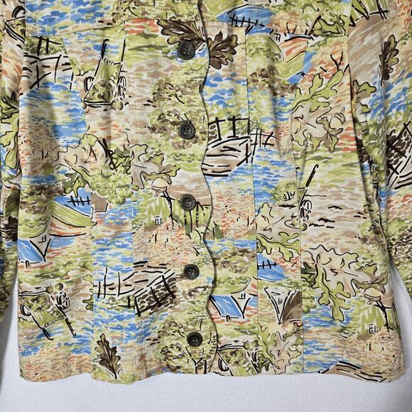 Christopher & Banks Jacket L Multicolor Button Front Long Sleeve Cotton Stretch - Picture 3 of 13